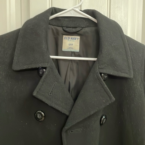 OLD NAVY black recycled wool blend pea coat. S - Picture 3 of 7